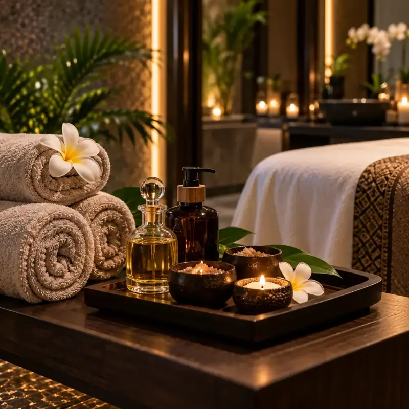 Oils & linens at Fiona Spa JVC